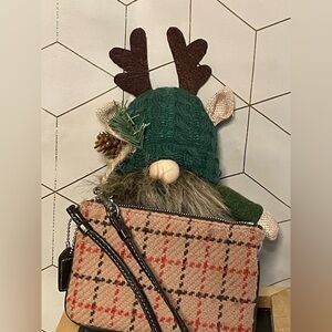Rare Vintage Wool Tweed Coach Plaid Clutch / Coin Purse. (Gnome not included)
